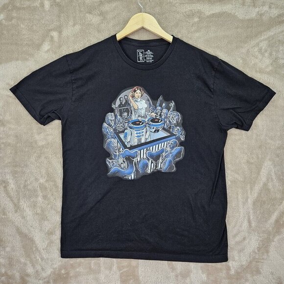 Made in USA Artoo-Detoo R2-D2 T- Shirt Men's Sz XL Robot DJ Spinning Black C1-P8 - Picture 2 of 10